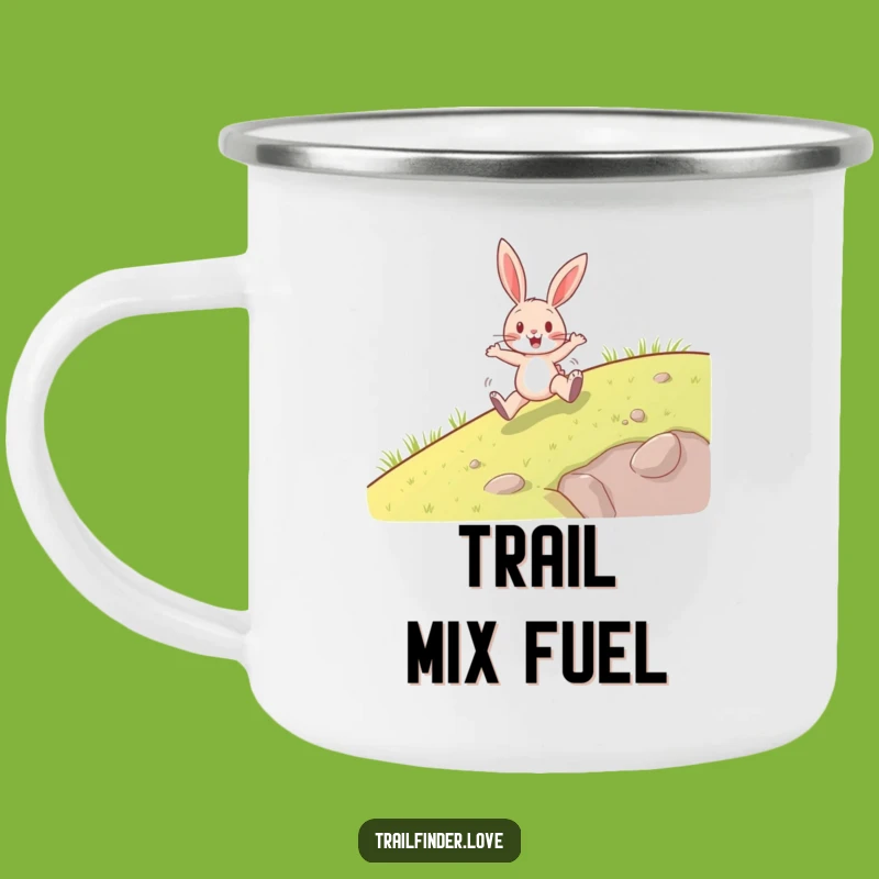 Funny Rabbit Camping Mug: Uphill Hopper Character Adventure Cup, Great Funny Gift