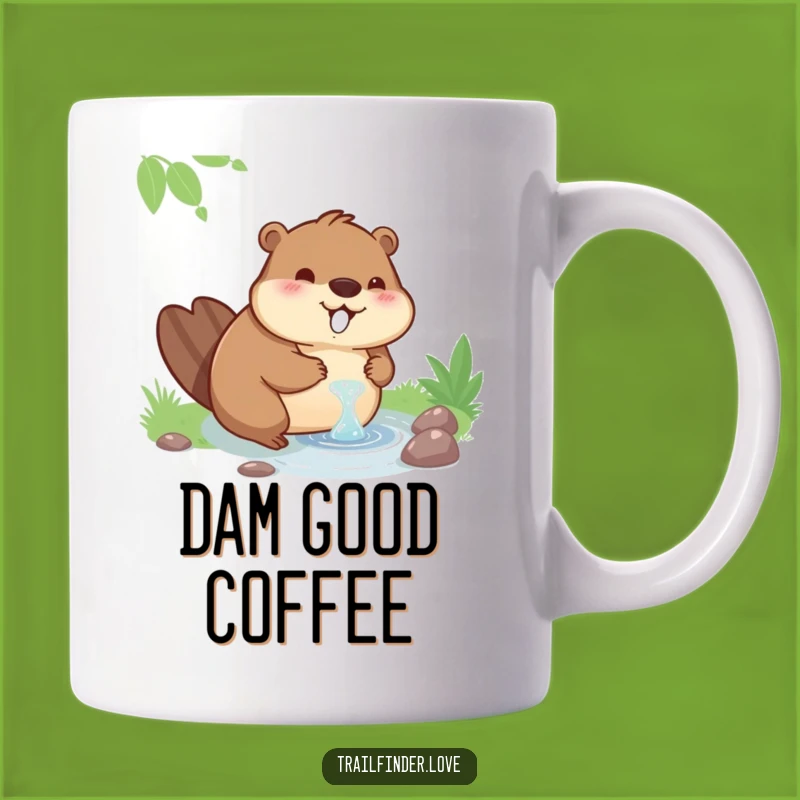 Funny Beaver Bliss Mug: Refreshing Stream Scene, Perfect Funny Gift for Relaxed Folks