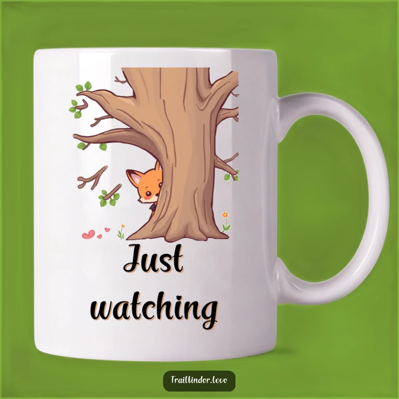 Funny Fox Mug: Curious Peeker Character Behind Tree, Perfect Funny Gift