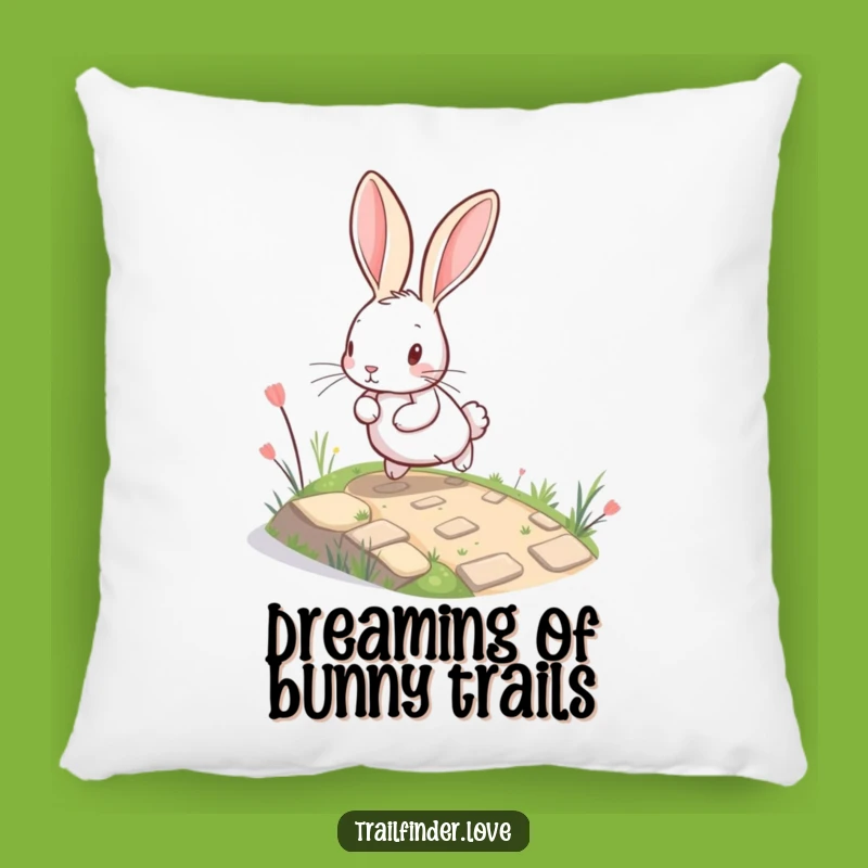 Funny Rabbit Pillow: Cozy Hare Bounding Up a Tiny Path, Comforting Funny Gift