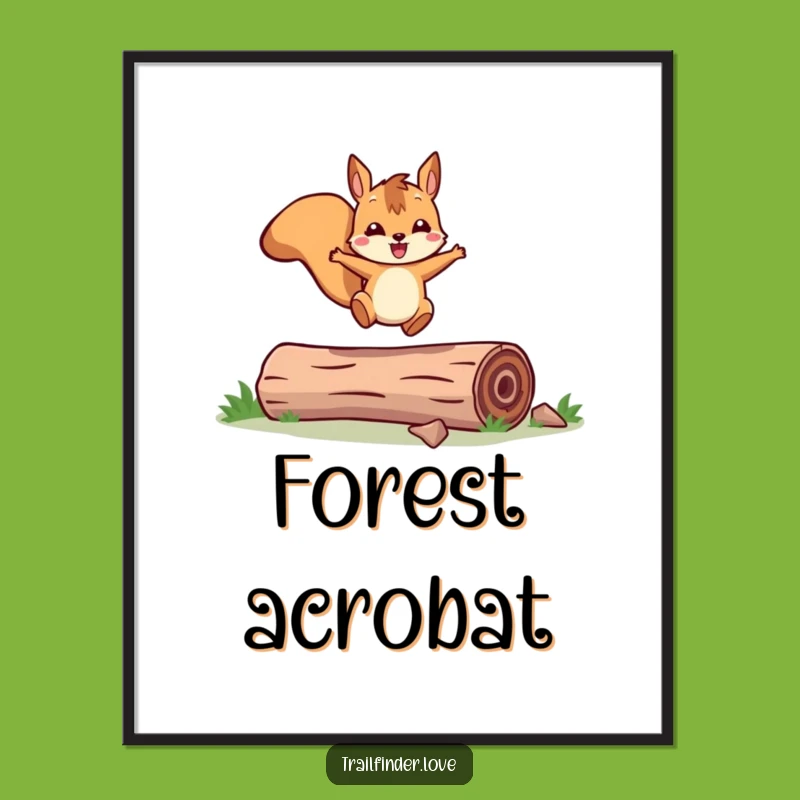 Funny Squirrel Digital Art: Joyful Leap - Printable Woodland Humor Decor Gift