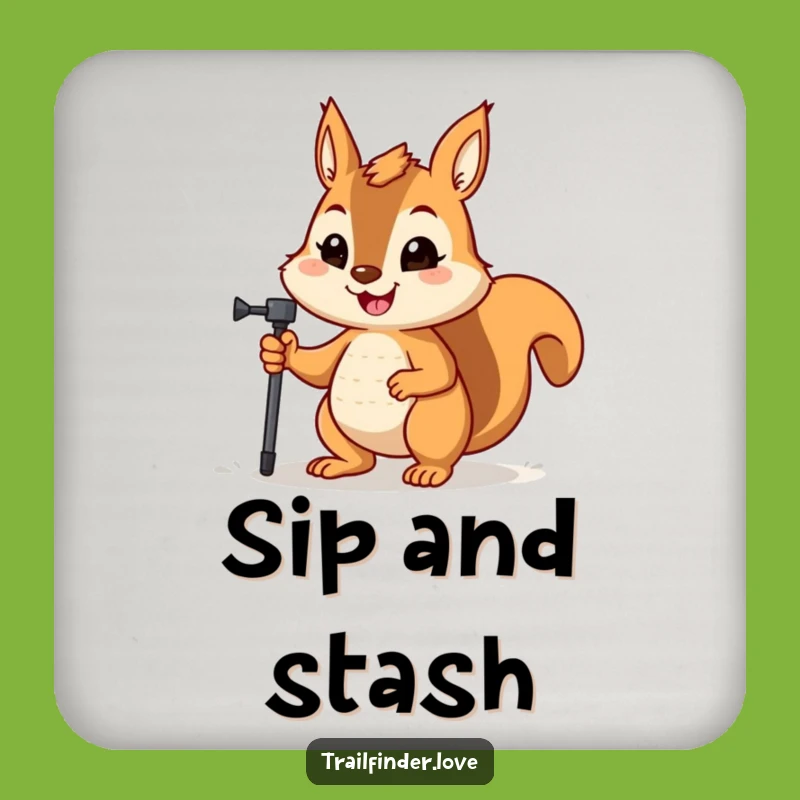 Funny Squirrel Hiker Coaster: Protect Surfaces with Trail Grit