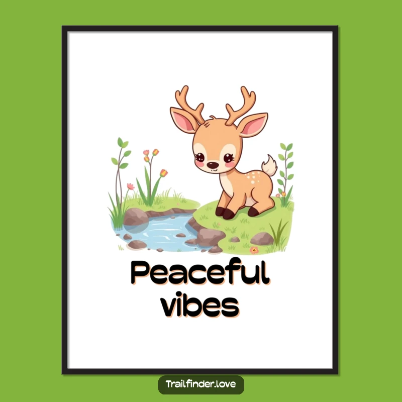 Funny Deer Poster: Content Grazer Character Nature Art, Intriguing Funny Gift