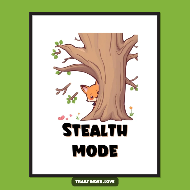 Funny Fox Poster: Curious Peeking Character Art Print, Intriguing Funny Gift