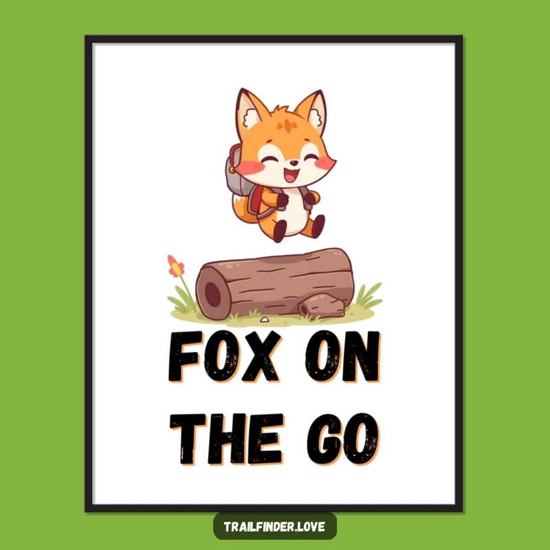 Free Printable Wall Art: Cheerful Fox Backpack Adventure Funny Gift