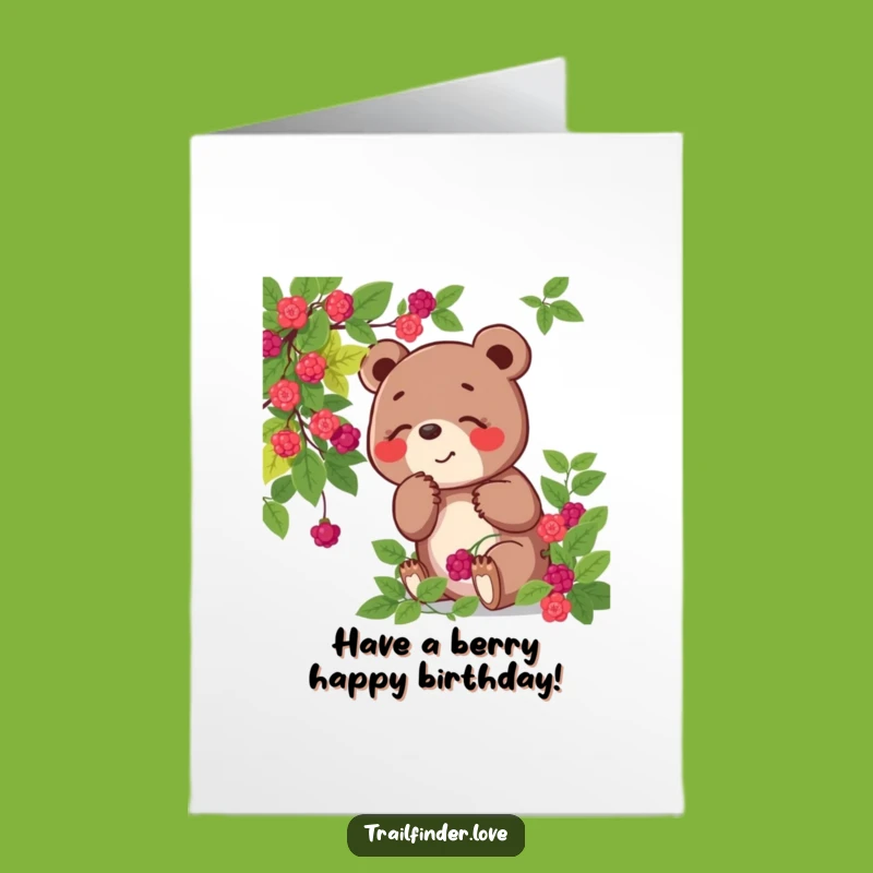 Free Printable Birthday Card: Playful Bear Berries, Hilarious Foodie Downloadable.