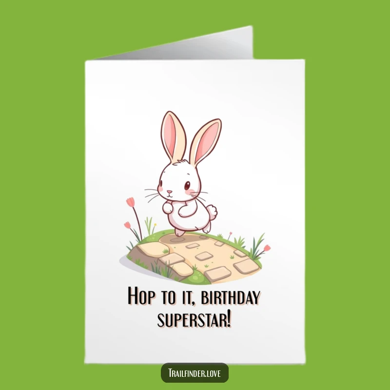 Free Printable Funny Birthday Card: Playful Rabbit Hopping with Joy, Downloadable Gift!