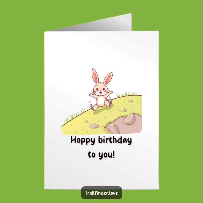Free Printable Birthday Card: Funny Rabbit Hopping, Hilarious Downloadable Gift for Him or Her