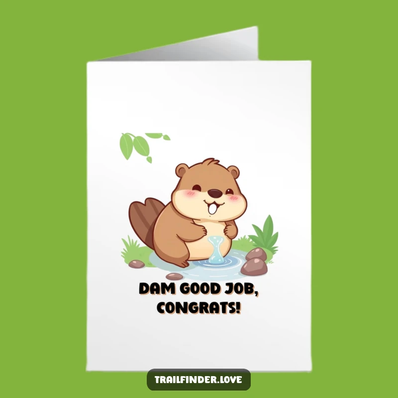 Free Printable Congratulations Card: Beaver's Refreshment, Funny Downloadable for Well-Deserved Success!