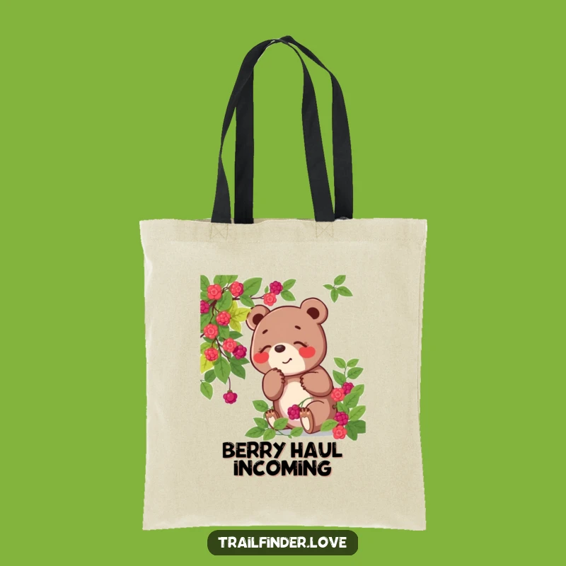 Funny Bear Tote Bag: Berry Sniffing Fun - Carry Woodland Delights Humor