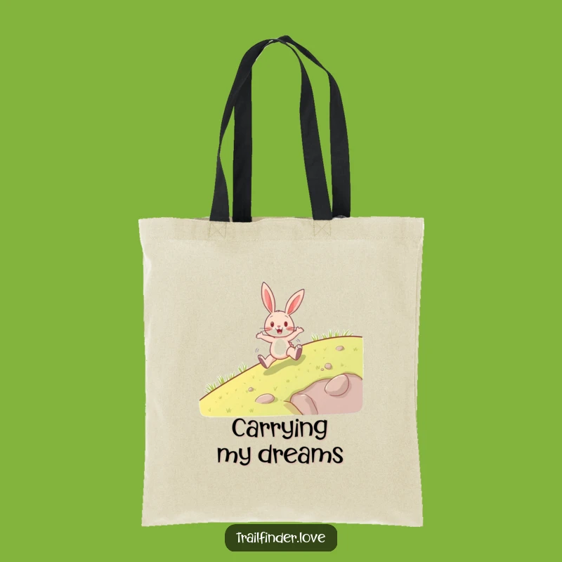 Funny Rabbit Tote Bag: Cheerful Uphill Hopping Character, Practical Funny Gift